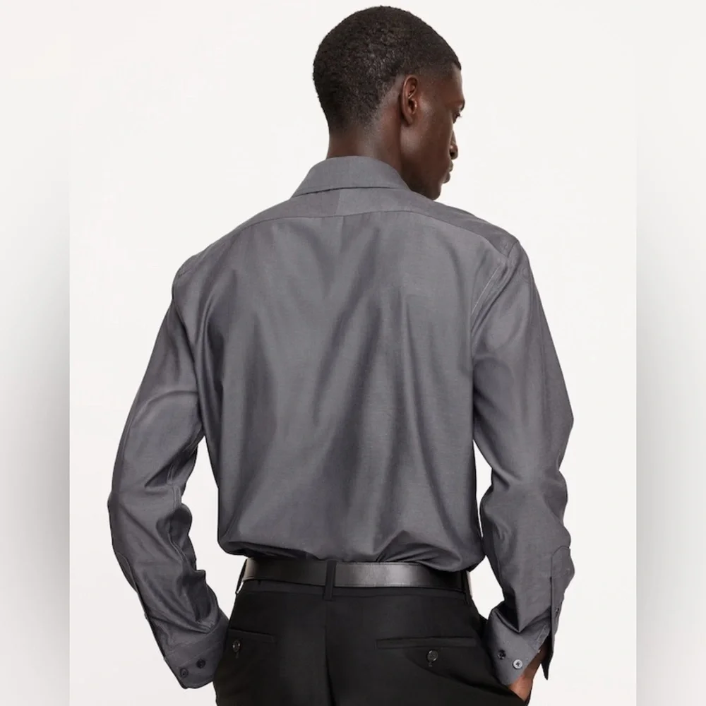 NWT Banana Republic Standard Fit Wrinkle Resistant Black Shirt Sz L (#871223)